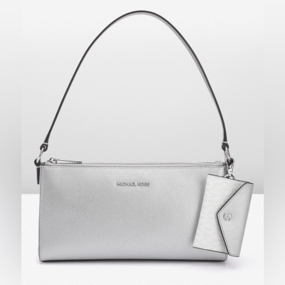 NWT Michael Kors Vincent MD Pouchette Shoulder Bag with Attached Card Holder